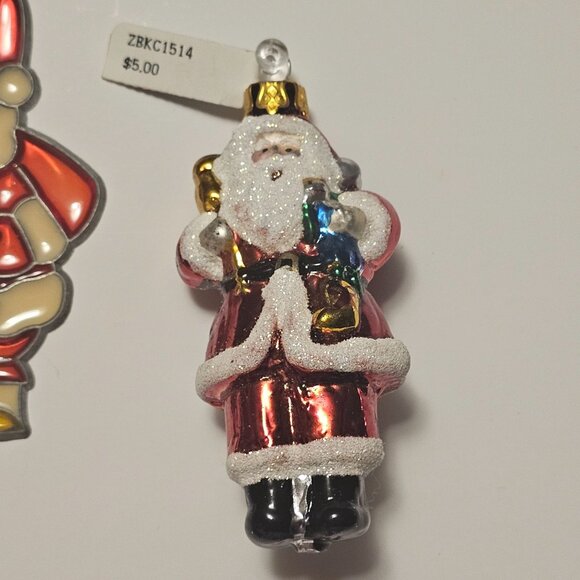 10 VTG Assorted Santa Christmas Ornaments Kurt Adler, Silvestri, Needlepoint - Picture 6 of 12